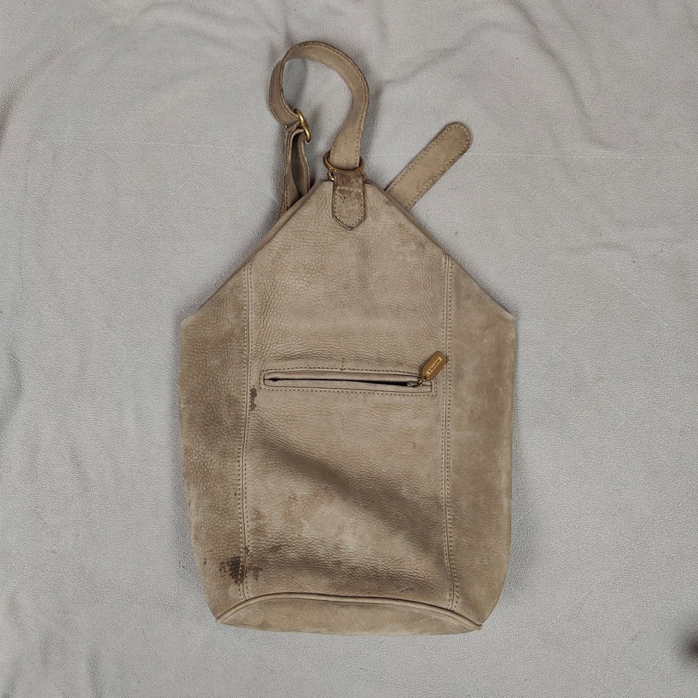 Vintage‎ Coach Sonoma Flat Pack Sling Bag Tan Nubuck Leather Purse FLAWED - Picture 6 of 10